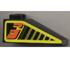 Slope 33 3 x 2 with Black Stripes and Orange Number 3 on Yellow Pattern Both Sides (Stickers) - Set 8239