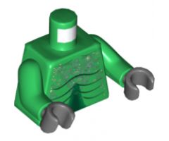Torso Alien with Scales and Muscles Outline on Front and Back Pattern / Green Arms / Dark Bluish Gray Hands