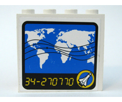 Panel 1 x 4 x 3 with World Map Monitor Pattern (Sticker) - Set 6456
