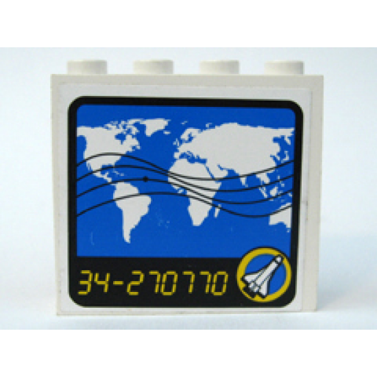 Panel 1 x 4 x 3 with World Map Monitor Pattern (Sticker) - Set 6456