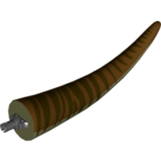 Animal, Body Part Dinosaur Tail Tyrannosaurus rex with Pin, Reddish Brown Top and Dark Brown Stripes Pattern