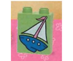 Duplo, Brick 1 x 2 x 2 with Sailboat Pattern