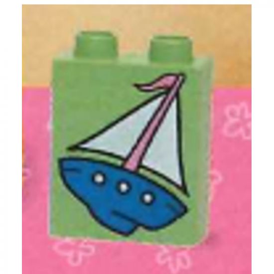 Duplo, Brick 1 x 2 x 2 with Sailboat Pattern