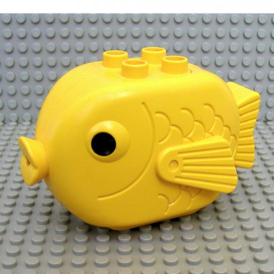 Duplo, Animal Fish with 4 Studs on Top and Black Eyes Pattern