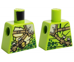 Torso Ninjago Snake with Green Scales, Dark Tan Shoulder Belt and Black Vials with Skull Pattern