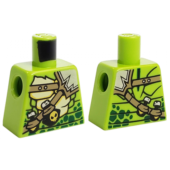 Torso Ninjago Snake with Green Scales, Dark Tan Shoulder Belt and Black Vials with Skull Pattern