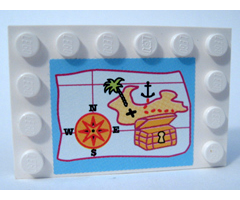Tile, Modified 4 x 6 with Studs on Edges with Map Pattern (Sticker) - Set 5960