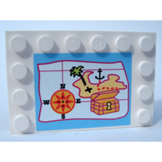 Tile, Modified 4 x 6 with Studs on Edges with Map Pattern (Sticker) - Set 5960