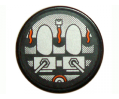 Tile, Round 2 x 2 with Gray and Orange Machinery Pattern (Sticker) - Set 8970