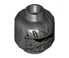 Minifigure, Head Mask Black Lines and Silver Accents Pattern - Hollow Stud