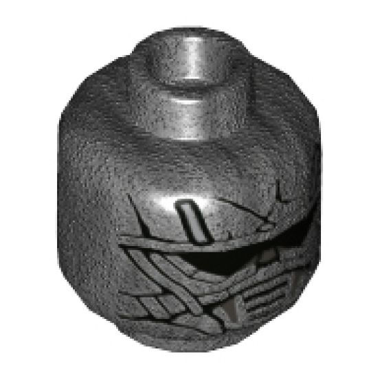 Minifigure, Head Mask Black Lines and Silver Accents Pattern - Hollow Stud