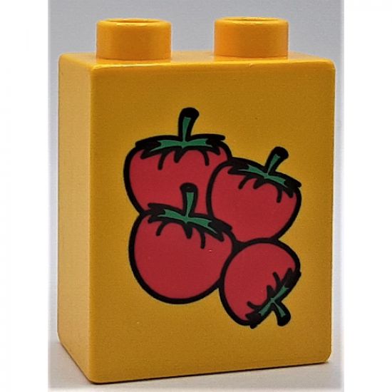 Duplo, Brick 1 x 2 x 2 with Four Tomatoes Pattern