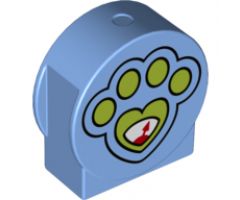 Duplo, Brick 1 x 3 x 2 Round Top, Cut Away Sides with Paw Print Pattern