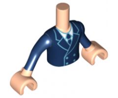 Mini Doll, Torso Friends Boy Dark Blue Jacket with Tie over White Shirt Pattern, Light Nougat Arms with Hands with Dark Blue Sleeves Pattern