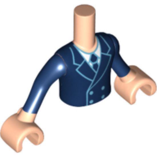Mini Doll, Torso Friends Boy Dark Blue Jacket with Tie over White Shirt Pattern, Light Nougat Arms with Hands with Dark Blue Sleeves Pattern