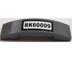 Slope, Curved 4 x 1 Double with 'RK60009' License Plate Pattern (Sticker) - Set 60009