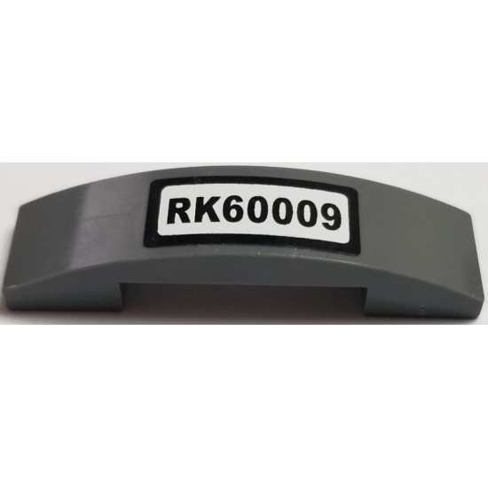 Slope, Curved 4 x 1 Double with 'RK60009' License Plate Pattern (Sticker) - Set 60009