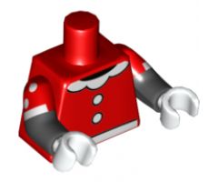 Torso White Collar, Buttons and Belt Pattern / Black Arms with Red Short Sleeves, White Dots and Cuffs Pattern / White Hands