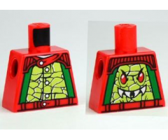 Torso Racers with 5 Buttons, Lime Reptile Scales Front, Reptile Head Back Pattern