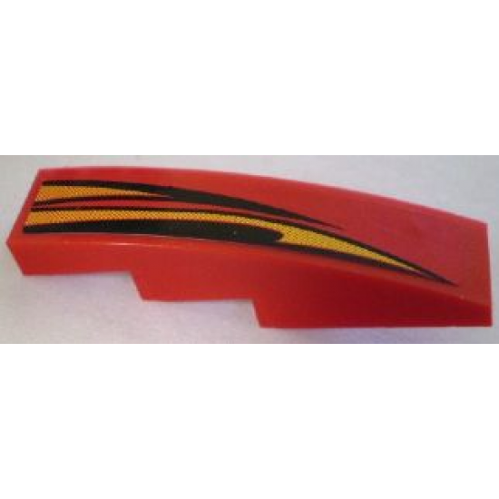 Slope, Curved 4 x 1 with Curved Flames Pattern, Model Left (Sticker) - Set 8898