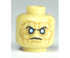 Minifigure, Head PotC Davy Jones Silver Eyes and Furrowed Brow Pattern - Blocked Open Stud