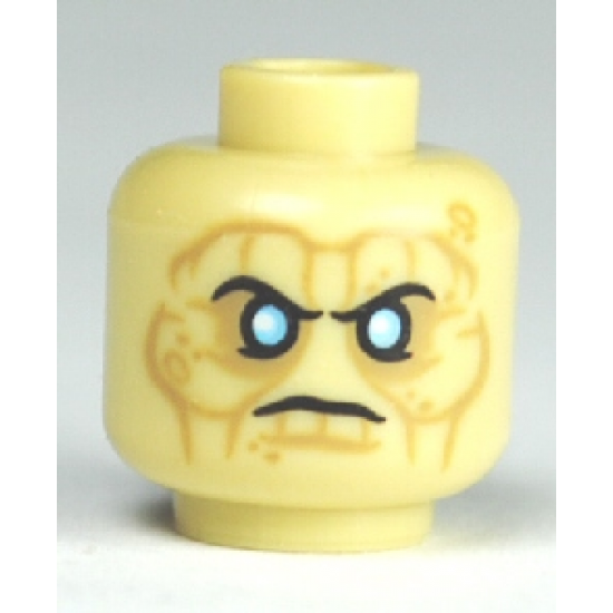 Minifigure, Head PotC Davy Jones Silver Eyes and Furrowed Brow Pattern - Blocked Open Stud