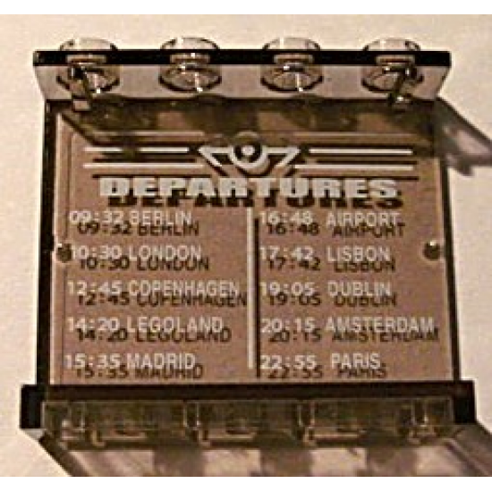 Panel 1 x 4 x 3 - Hollow Studs with Schedule and 'DEPARTURES' Pattern on Inside (Sticker) - Set 4513