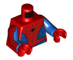Torso Spider-Man Costume 12 Black Spider, Black Webbing, Blue Vest and Belt Pattern / Blue Arms with Red Patch and Black Webbing Pattern / Red Hands
