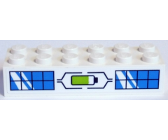 Brick 2 x 6 with Lime Battery Power Meter and 2 Dark Azure Solar Panels Pattern (Sticker) - Set 41346