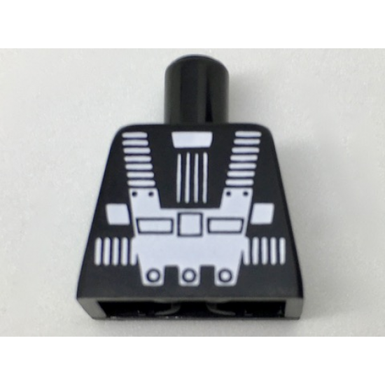 Torso Space White Harness and Chest Panel with Rivets Pattern (Blacktron I), Inside with Ribs (reissue)