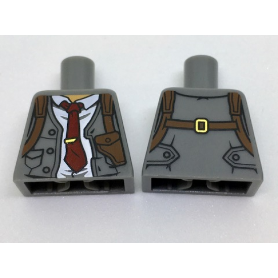 Torso Vest, White Shirt Rumpled, Dark Red Tie, Shoulder Holster Pattern