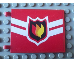 Flag 6 x 4 with Fire Logo Badge and White Diagonal Stripes Pattern on Both Sides (Stickers) - Set 7945