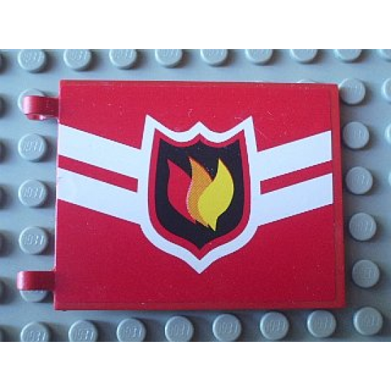 Flag 6 x 4 with Fire Logo Badge and White Diagonal Stripes Pattern on Both Sides (Stickers) - Set 7945