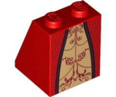 Slope 65 2 x 2 x 2 with Bottom Tube with Minifigure Dress/Skirt/Robe, Gold Panel with Dark Red Trim and Background Pattern