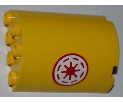 Cylinder Half 2 x 4 x 4 with Red SW Republic Pattern Model Right Side (Sticker) - Set 8037