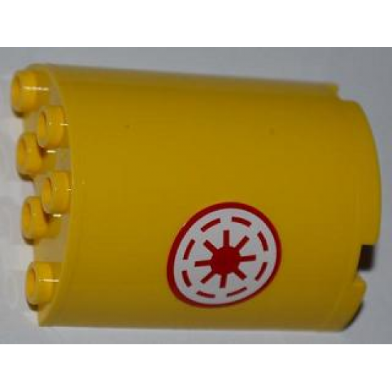 Cylinder Half 2 x 4 x 4 with Red SW Republic Pattern Model Right Side (Sticker) - Set 8037