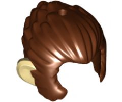 Minifigure, Hair and Sideburns, Swept Back with Tan Ears Pattern