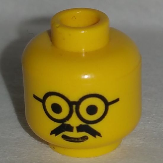 Minifigure, Head Glasses with Moustache Pattern - Blocked Open Stud