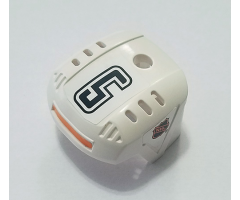 Sports Hockey Helmet with NHL Logo Both Sides, Black Number 5 and Orange Stripe Pattern (Stickers) - Set 3544