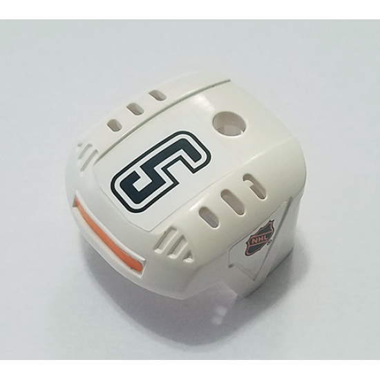 Sports Hockey Helmet with NHL Logo Both Sides, Black Number 5 and Orange Stripe Pattern (Stickers) - Set 3544