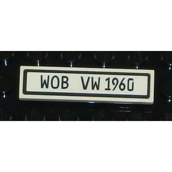 Tile 1 x 4 with Black 'WOB VW 1960' on White Background Pattern (Sticker) - Set 10187