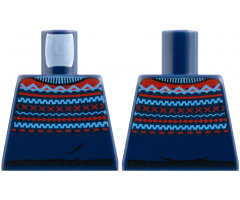Torso Knit Sweater Medium Blue and Red Lines Pattern