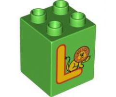 Duplo, Brick 2 x 2 x 2 with Letter L and Lion Pattern