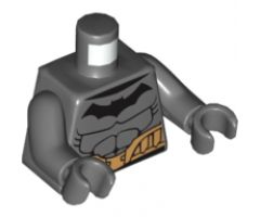 Torso Batman Logo with Muscles and Gold Belt Pattern / Dark Bluish Gray Arms / Dark Bluish Gray Hands