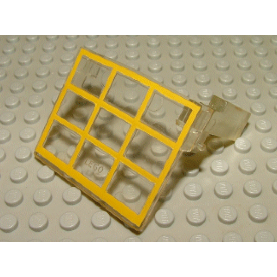 Garage Door Glass Assembly - Yellow Frame Pattern with Hinge Pins on Counterweights