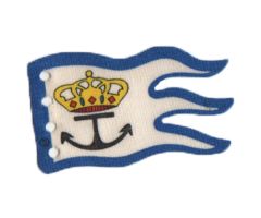 Cloth Flag 8 x 5 Wave with Blue Border and Crown and Anchor Pattern
