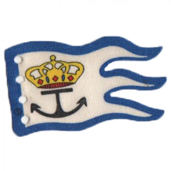Cloth Flag 8 x 5 Wave with Blue Border and Crown and Anchor Pattern