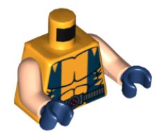 Torso Muscles Outline with Dark Blue Vest and Belt with Buckle Pattern / Light Nougat Arms / Dark Blue Hands