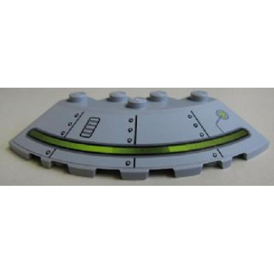 Brick, Round Corner 6 x 6 with Slope 33 Edge, Facet Cutout with Alien Ship Pattern Type 2 (Sticker) - Set 7065