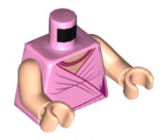 Torso Female Dress, Light Nougat Neck, Magenta and Gold Necklace, Magenta Hem and Gather Lines Pattern / Light Nougat Arms / Light Nougat Hands